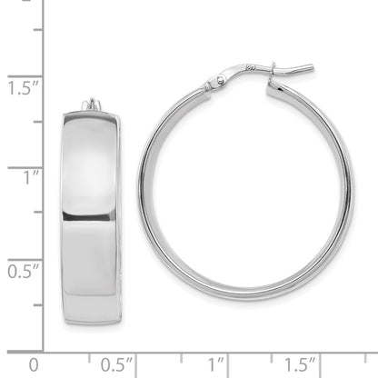 14K White Gold 7.75mm Polished Hoop Earrings