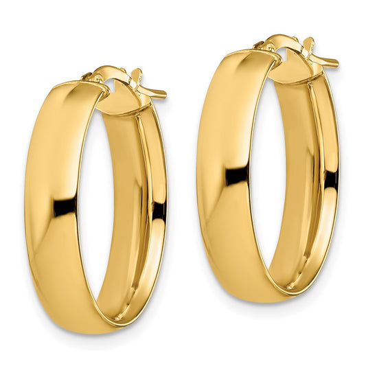 14k Yellow Gold 6mm High Polished Oval Hoop Earrings