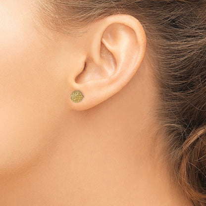 14k Yellow Gold 7.75MM Filigree Ball Stud Earrings