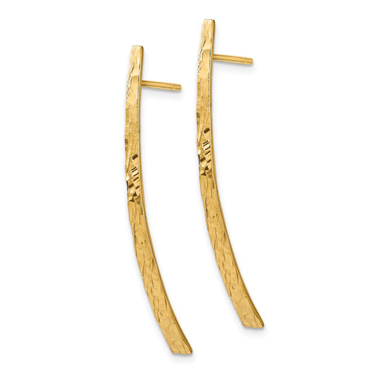 14k Yellow Gold Polished Diamond-Cut Post Dangle Earrings