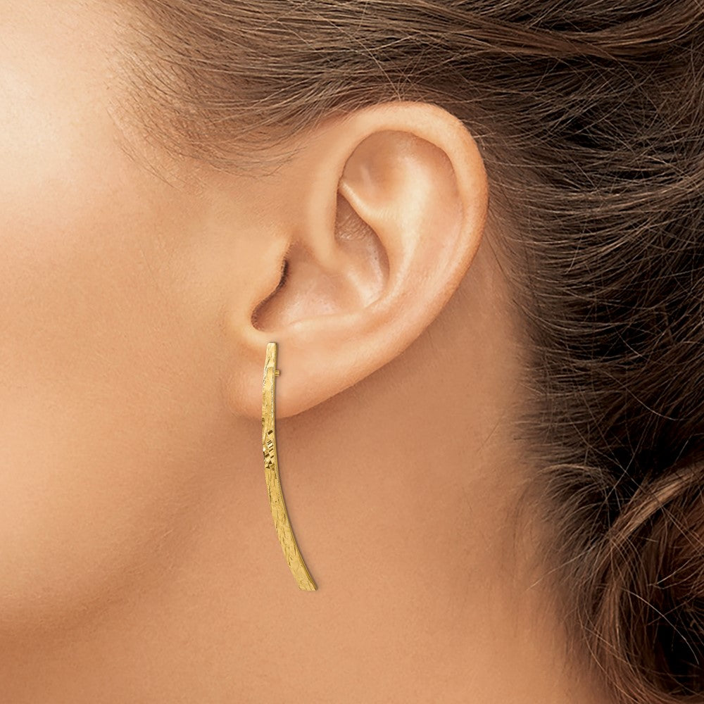14k Yellow Gold Polished Diamond-Cut Post Dangle Earrings