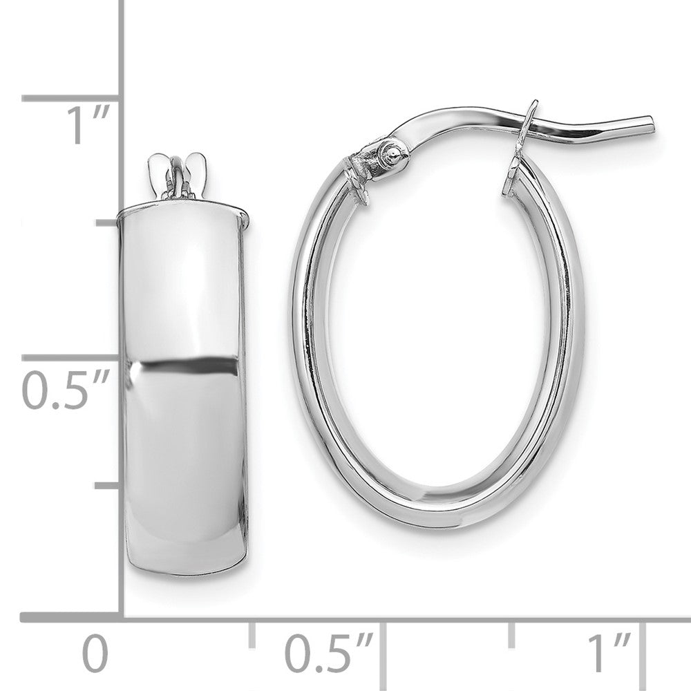 14k White Gold 5.75mm Polished Oval Hoop Earrings