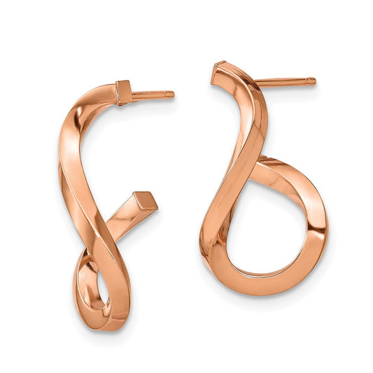 14k Rose Gold Polished Twisted Post Dangle Earrings