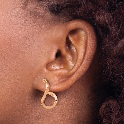 14k Rose Gold Polished Twisted Post Dangle Earrings
