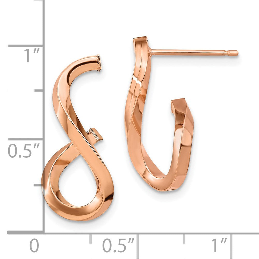 14k Rose Gold Polished Twisted Post Dangle Earrings