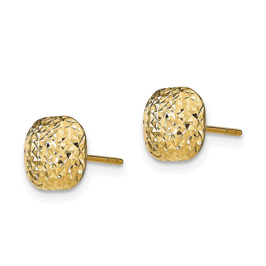 14k Yellow Gold Polished Diamond-Cut Button Stud Earrings