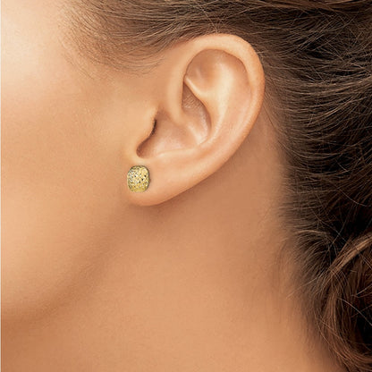 14k Yellow Gold Polished Diamond-Cut Button Stud Earrings