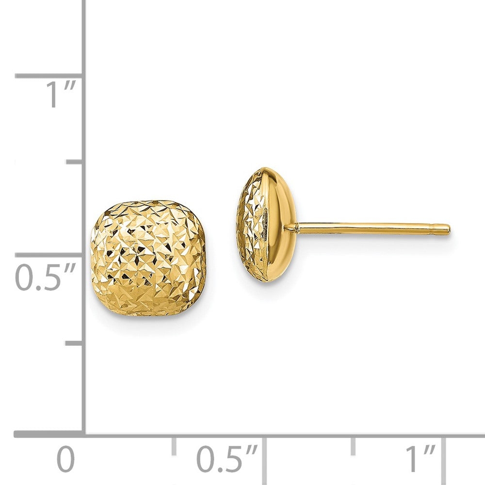 14k Yellow Gold Polished Diamond-Cut Button Stud Earrings