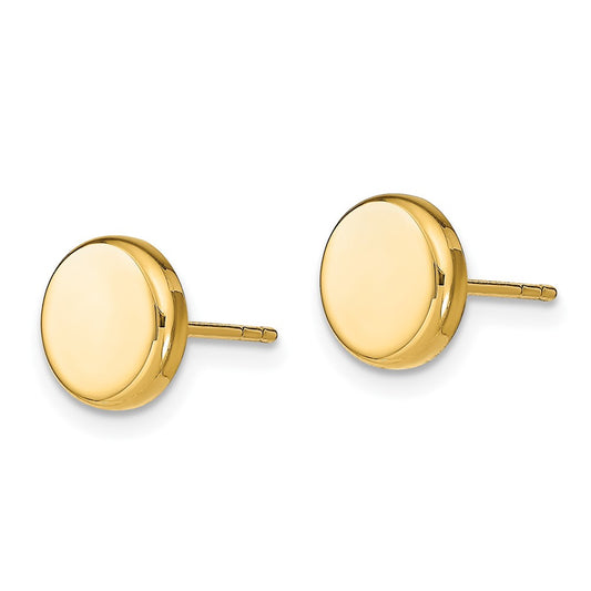 14k Yellow Gold Polished Button Stud Earrings