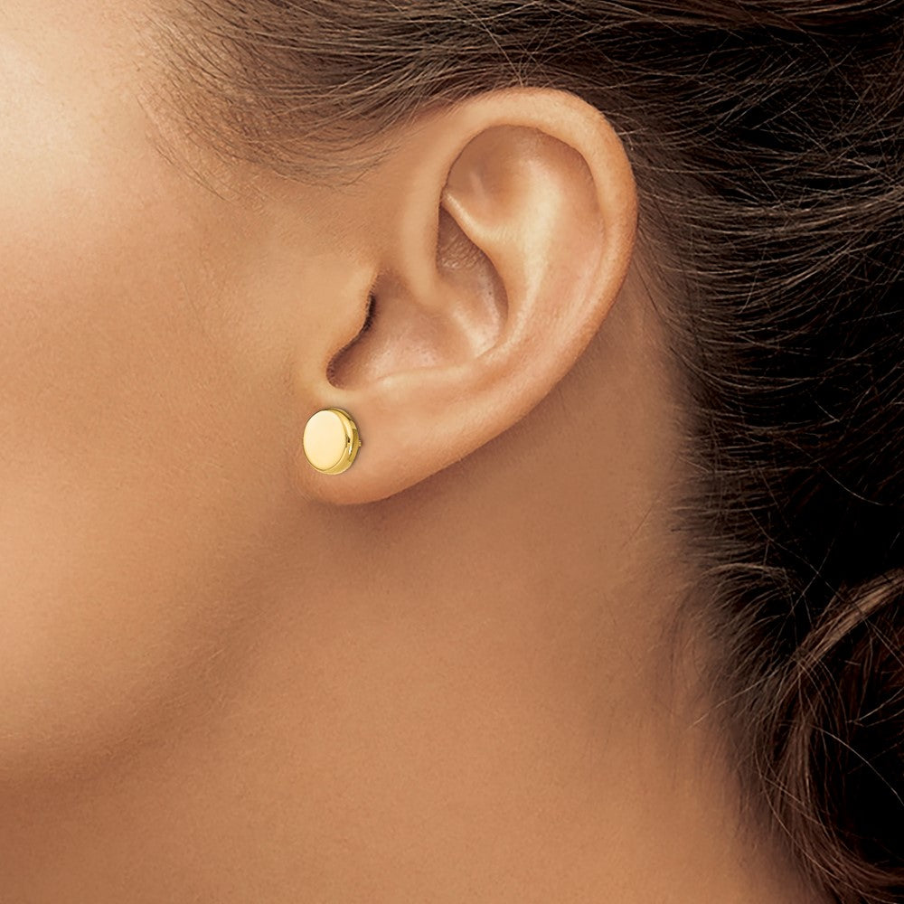 14k Yellow Gold Polished Button Stud Earrings