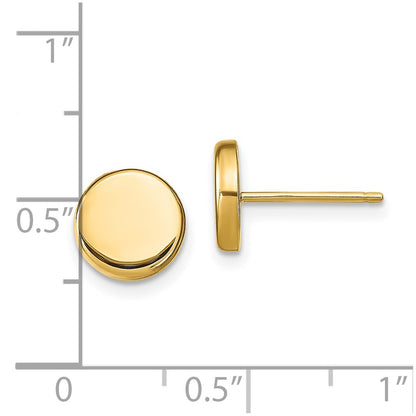 14k Yellow Gold Polished Button Stud Earrings