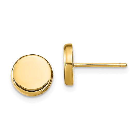 14k Yellow Gold Polished Button Stud Earrings