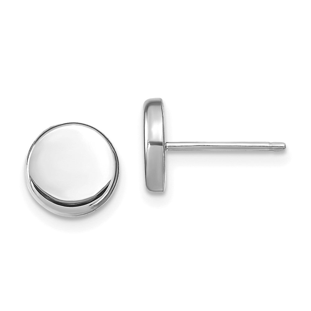 14k White Gold Polished Button Stud Earrings