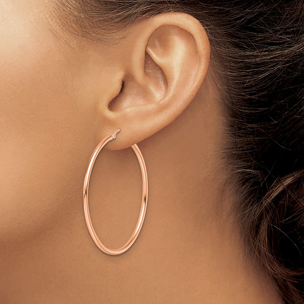 14k Rose Gold Polished 2x45mm Polished Hoop Earrings
