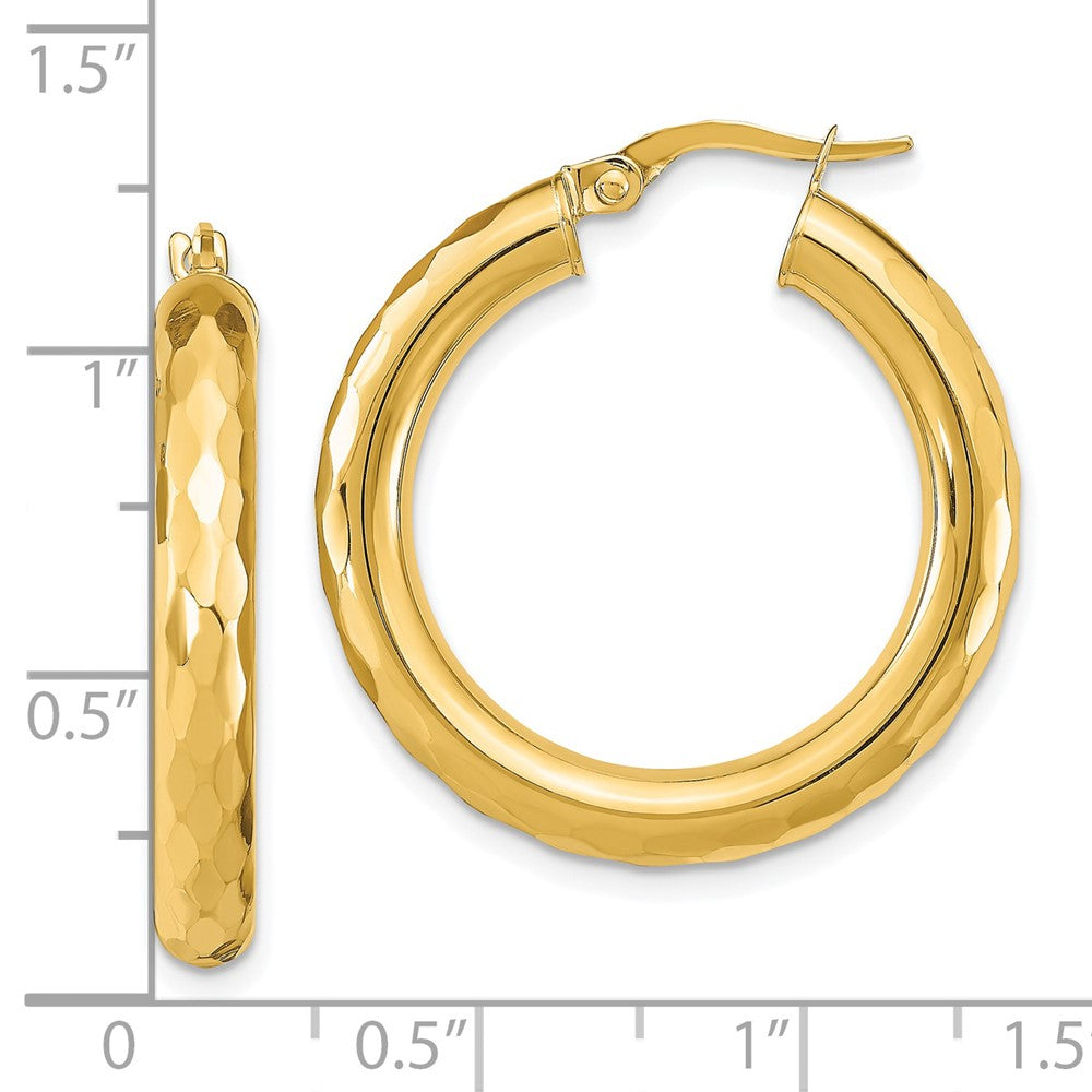 14k Yellow Gold Polished Diamond-Cut Hoop Earrings