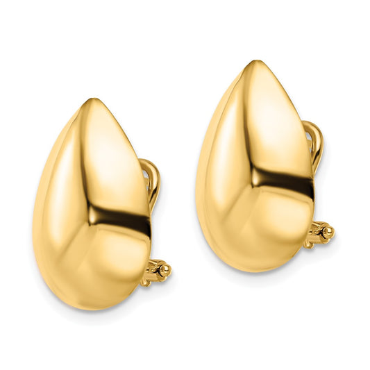 14k Yellow Gold Polished Teardrop Omega Back Earrings