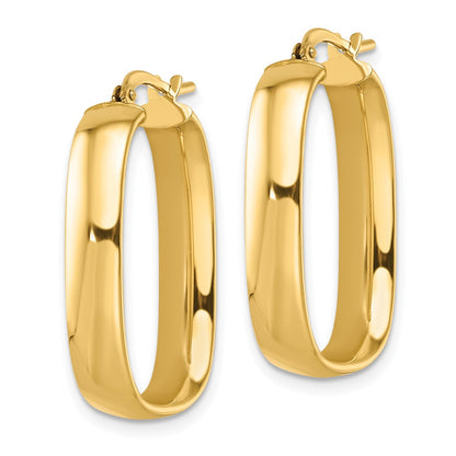 14k Yellow Gold Polished Squared Oval Hoop Earrings