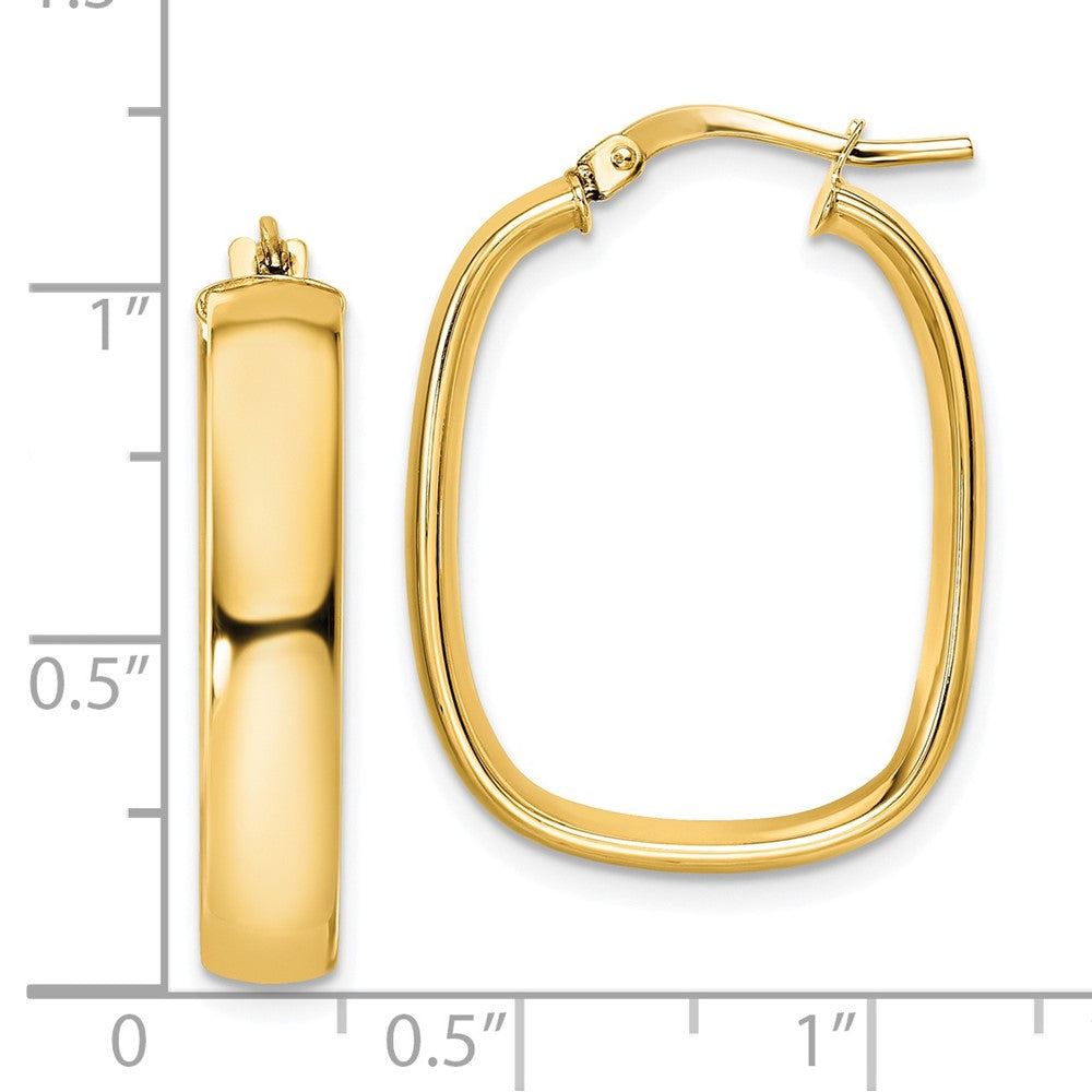 14k Yellow Gold Polished Squared Oval Hoop Earrings