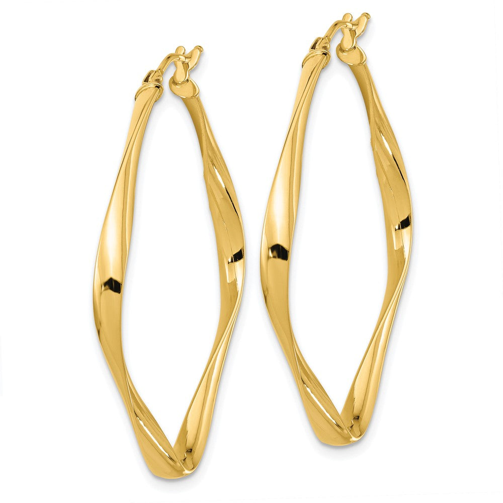 14k Yellow Gold Polished Twisted Square Hoop Earrings