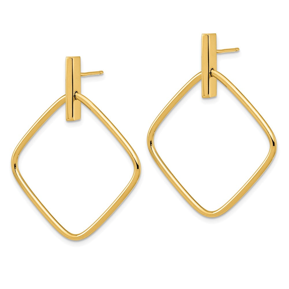 14k Yellow Gold Polished Square Post Dangle Earrings