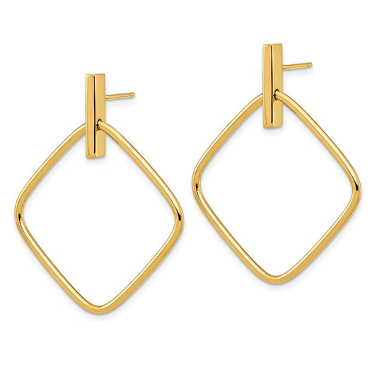 14k Yellow Gold Polished Square Post Dangle Earrings