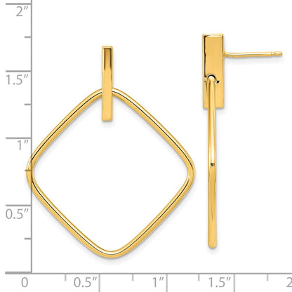 14k Yellow Gold Polished Square Post Dangle Earrings