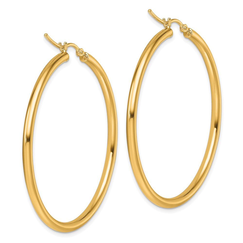 14k Yellow Gold Polished 2.5mm Lightweight Tube Hoop Earrings