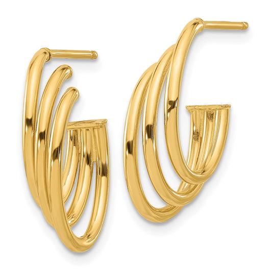 14k Yellow Gold Polished J-Hoop Earrings