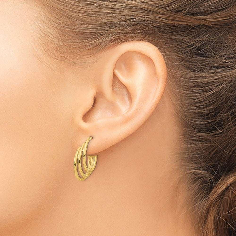 14k Yellow Gold Polished J-Hoop Earrings