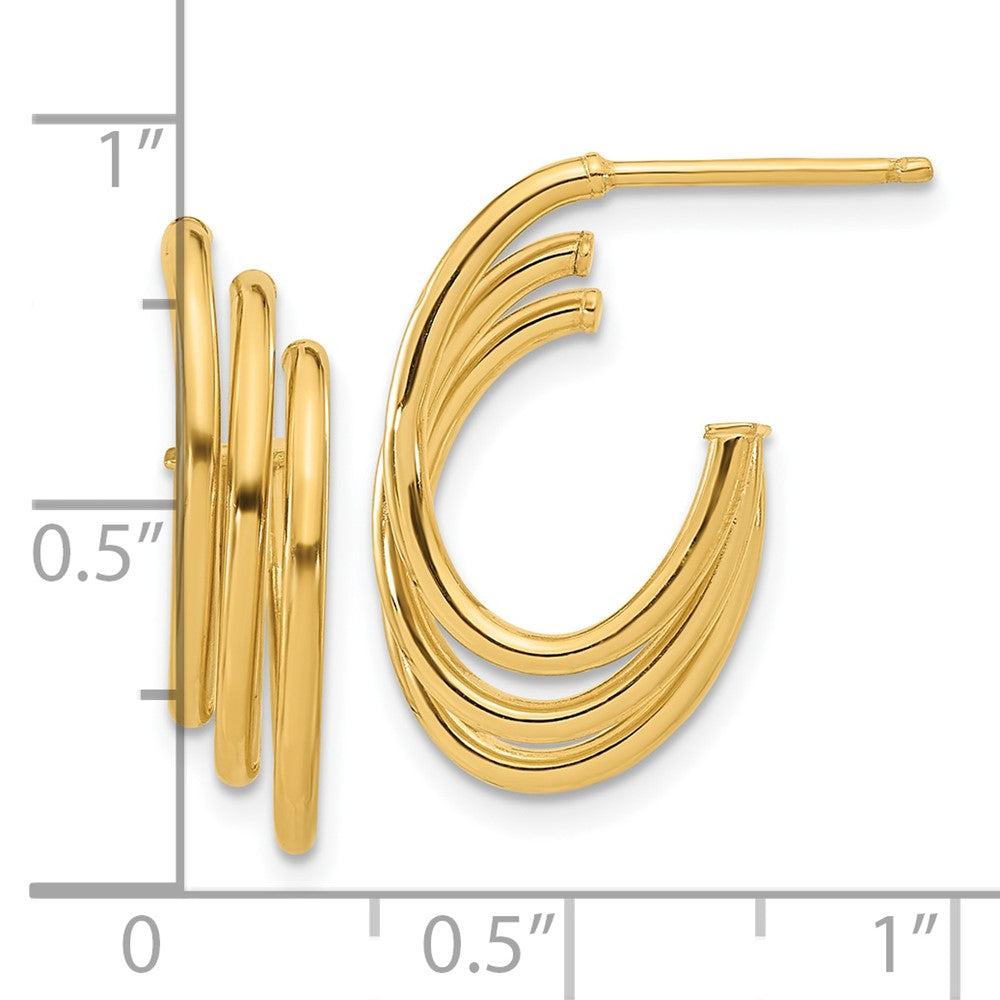 14k Yellow Gold Polished J-Hoop Earrings