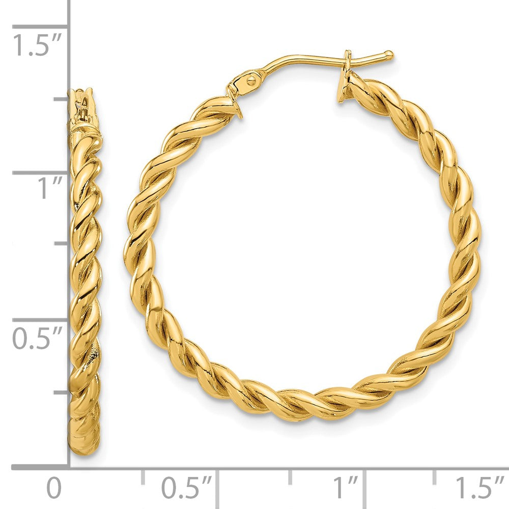 14k Yellow Gold Polished Twist Hoop Earrings