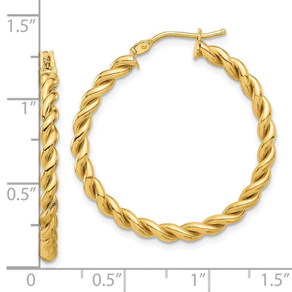 14k Yellow Gold Polished Twist Hoop Earrings