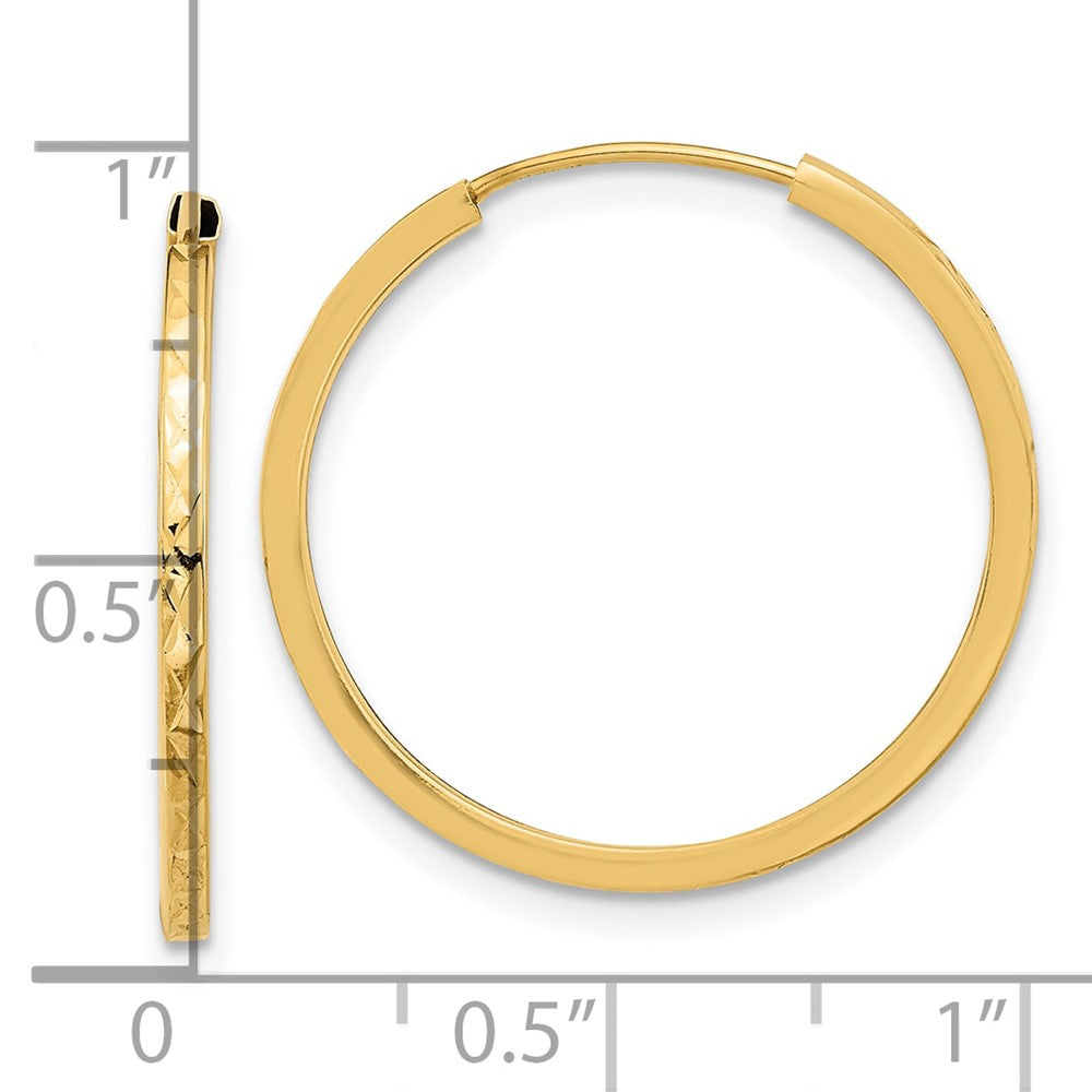 14k Yellow Gold Diamond-cut Endless Hoop Earrings