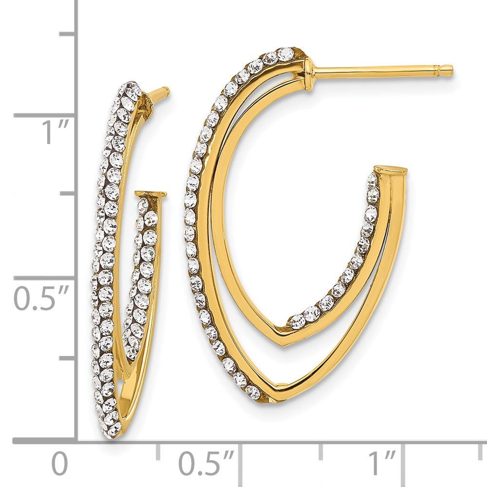 14k Yellow Gold Polished Crystal J-Hoop Earrings
