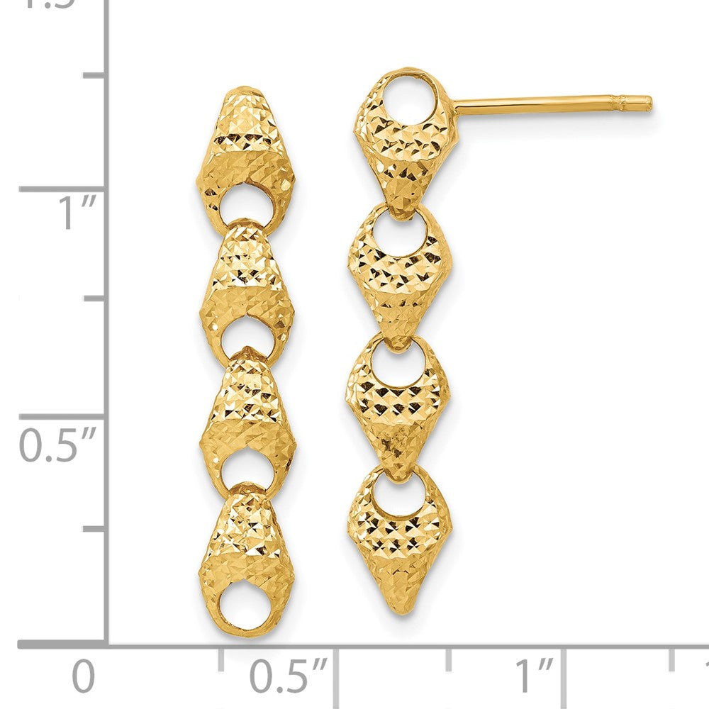 14k Yellow Gold Diamond-cut Fancy Link Drop Stud Earrings