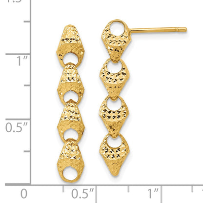 14k Yellow Gold Diamond-cut Fancy Link Drop Stud Earrings