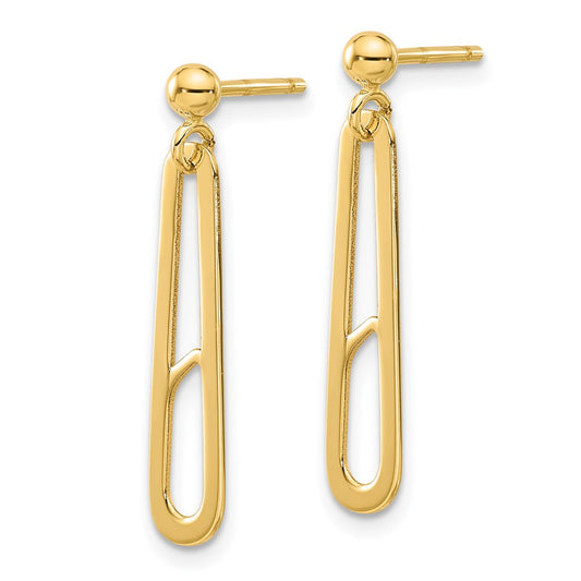 14k Yellow Gold Polished Paperclip Dangle Earrings
