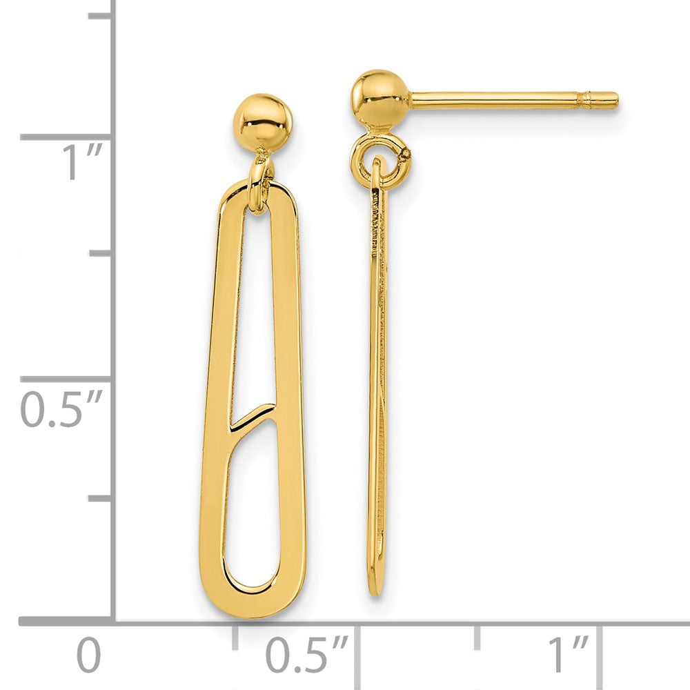 14k Yellow Gold Polished Paperclip Dangle Earrings