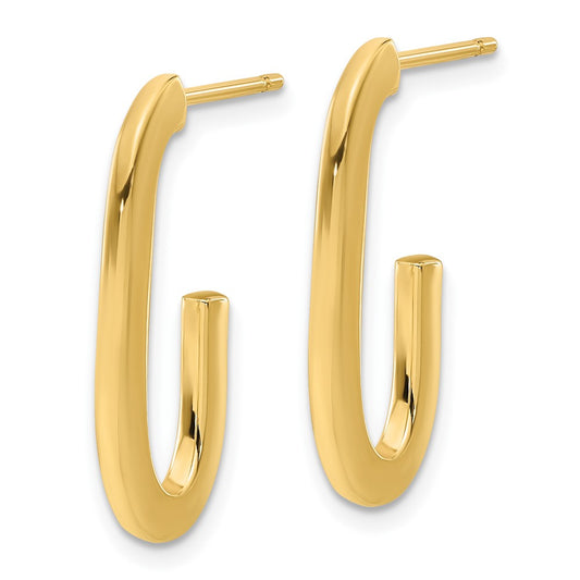14k Yellow Gold Polished Modern J-Hoop Earrings