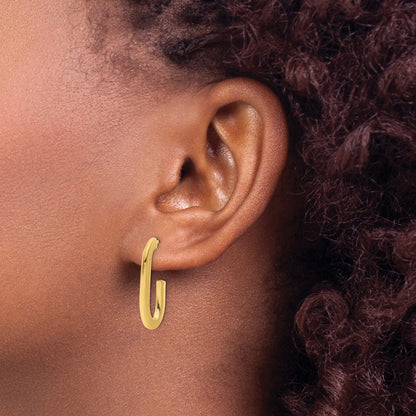 14k Yellow Gold Polished Modern J-Hoop Earrings