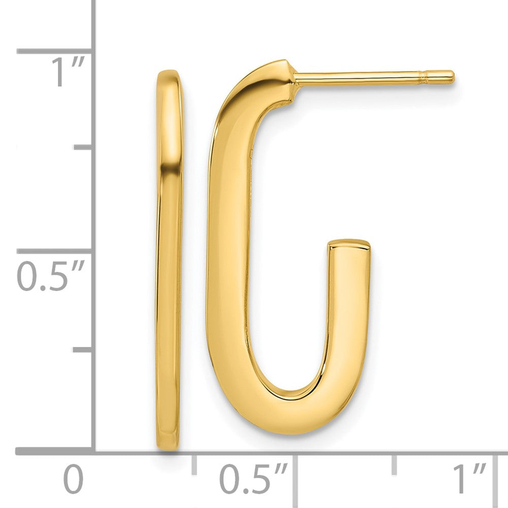 14k Yellow Gold Polished Modern J-Hoop Earrings