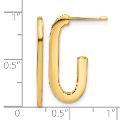 14k Yellow Gold Polished Modern J-Hoop Earrings