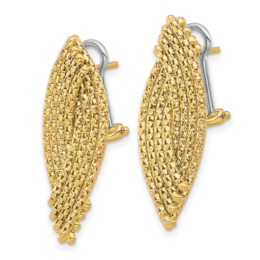 14k Yellow Gold Woven Omega Back Drop Earrings