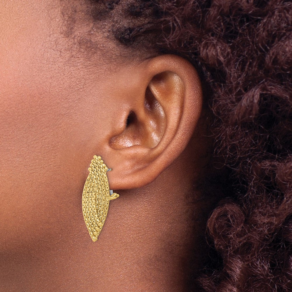 14k Yellow Gold Woven Omega Back Drop Earrings