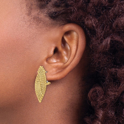 14k Yellow Gold Woven Omega Back Drop Earrings