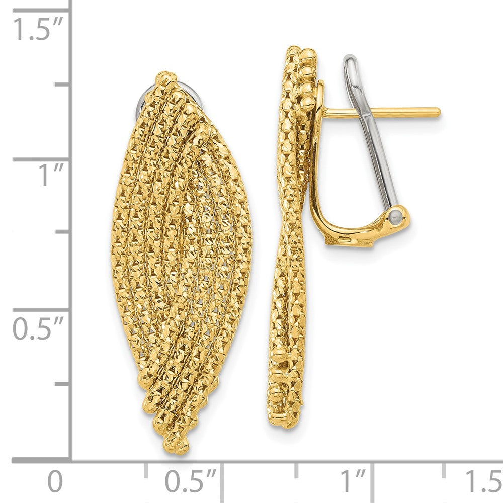 14k Yellow Gold Woven Omega Back Drop Earrings