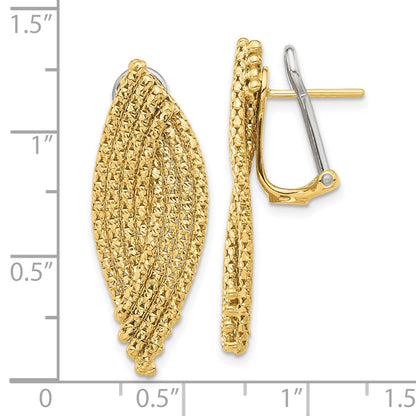 14k Yellow Gold Woven Omega Back Drop Earrings