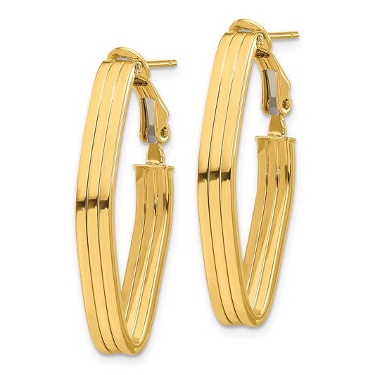 14k Yellow Gold Polished Omega Back Hoop Earrings