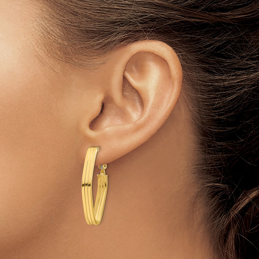 14k Yellow Gold Polished Omega Back Hoop Earrings