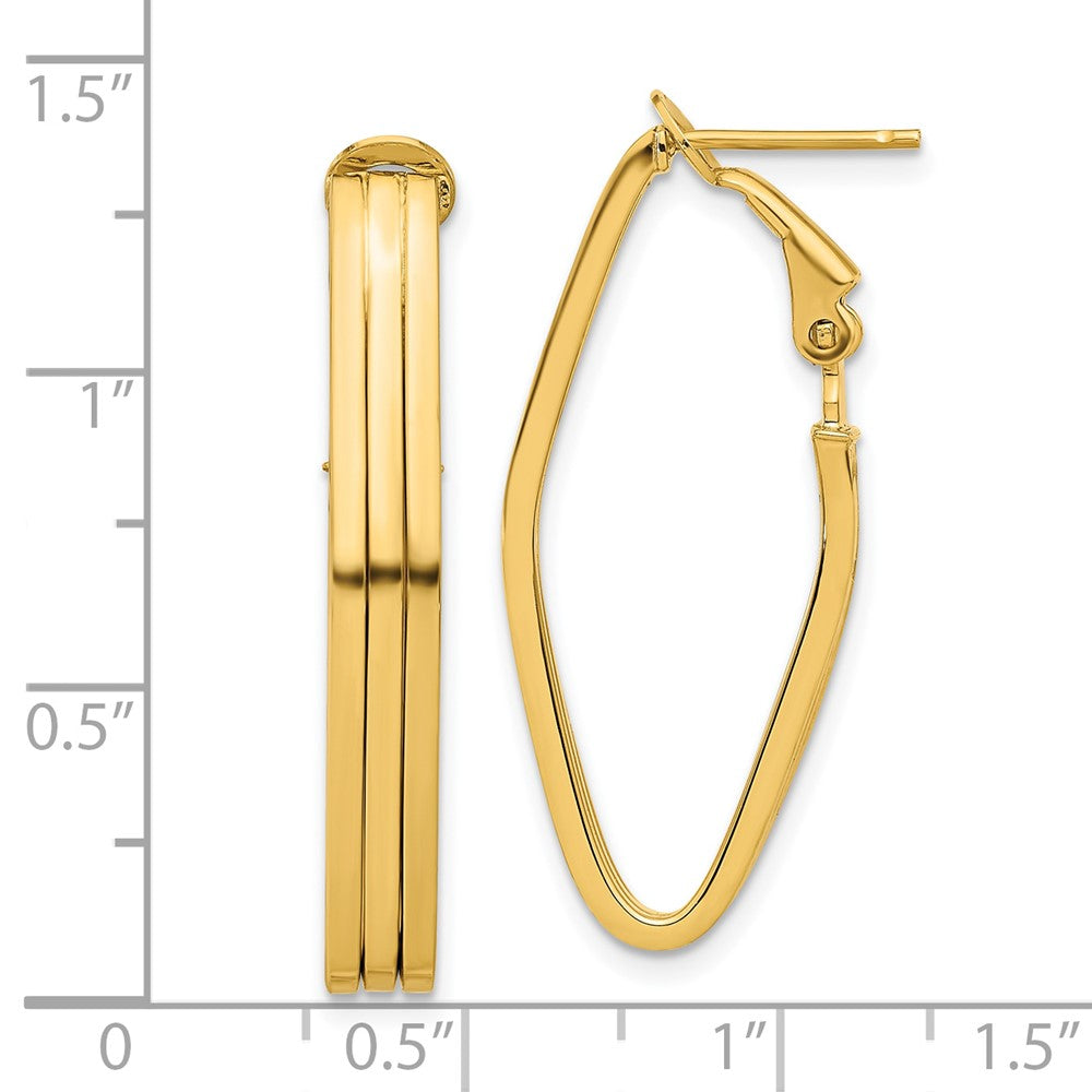 14k Yellow Gold Polished Omega Back Hoop Earrings